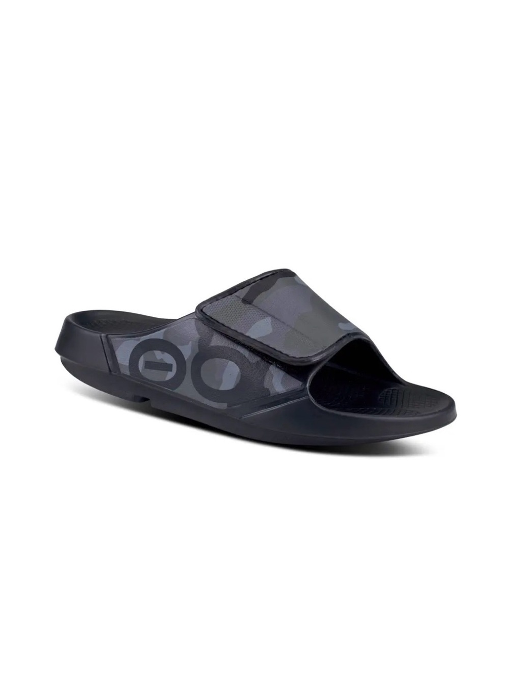 OOFOS Men's Black Camo Adjustable Slide Sandal